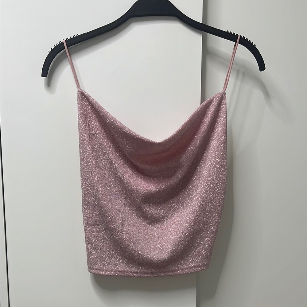 Elegant Pink Glitter Cami Top Never Worn
